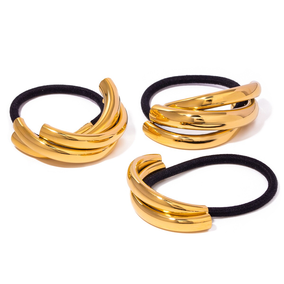 1 Piece Simple Series Simple Solid Color Stainless Steel 18K Gold Plated Women's Hair Bands 